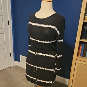 Maurices Black and White Long Sleeve Sheath Dress